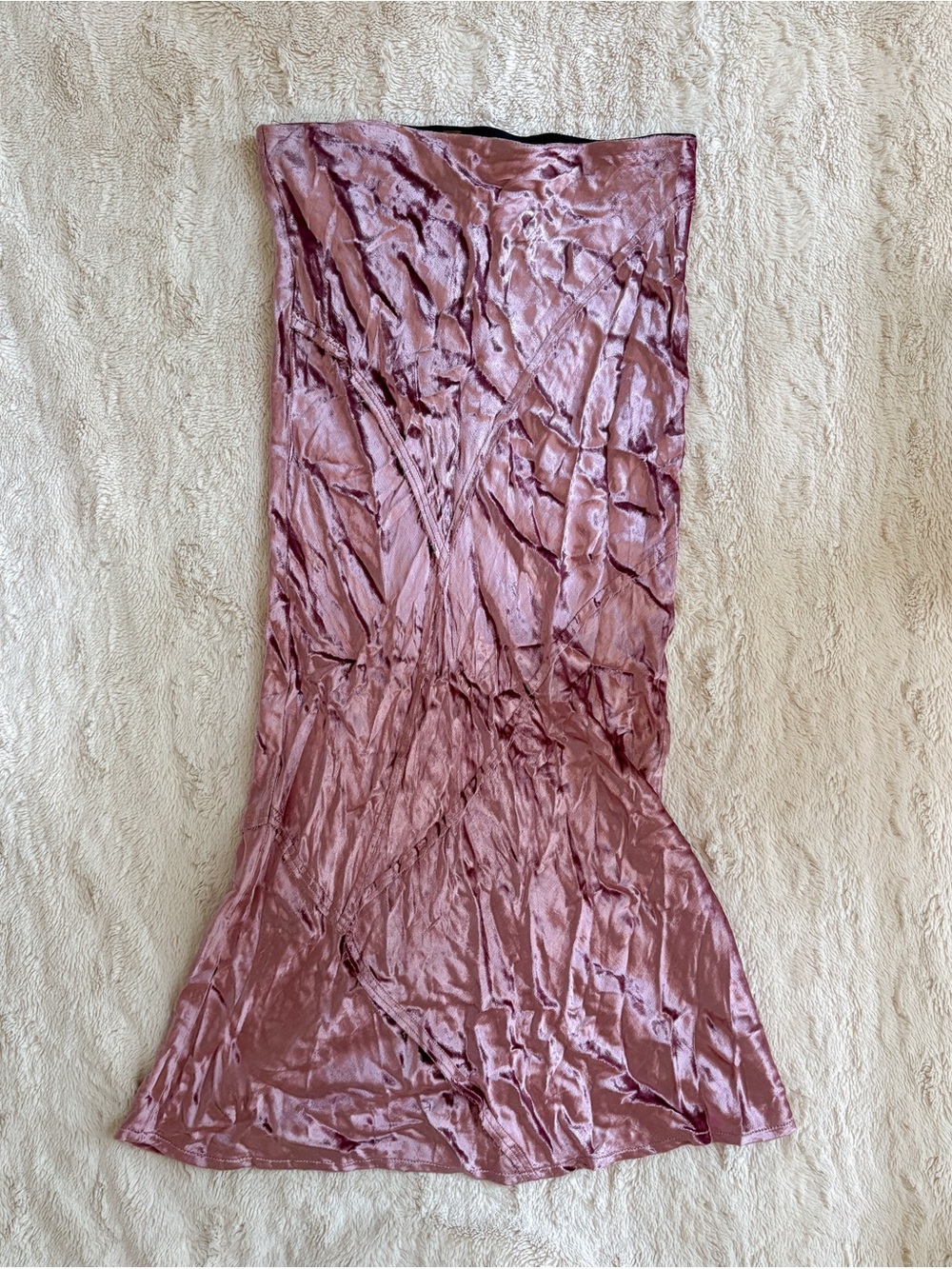 Free People Serious Swagger Crushed Velvet Midi Skirt Pink Mauve M Boho - Picture 3 of 7
